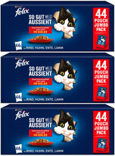 Purina FELIX 3x Pack Katzenfutter Nass Fleisch & Geflügel MIX in Gelee 132x85g