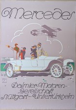 Poster Plakat - Mercedes-Benz - Rarität Vintage Werbung Reproduktion 1914
