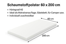 Schaumstoff 60x200 cm RG25 H2 – Matratze Camper, WG, DIY, zuschneidbar, leicht