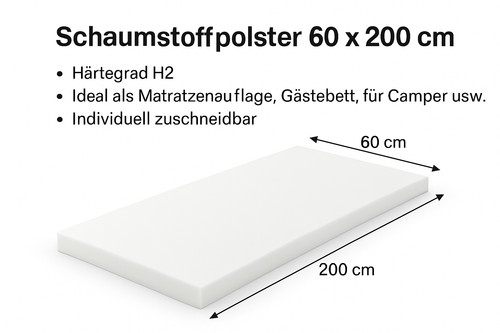 Schaumstoff 60x200 rg25 h2 - cm,