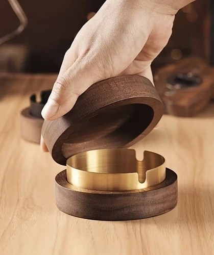 Holz aschenbecher mit - mit, deckel