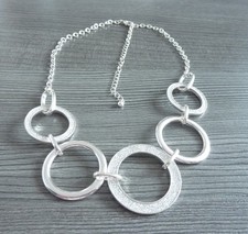 Kette Halskette Ringe Silber Strass Glitzer - Länge variabel einstellbar