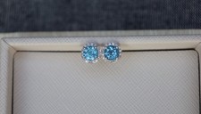 Diamanten Topas Swiss Blau Ohrringe Ohrstecker 585 Weißgold Gold Goldschmuck