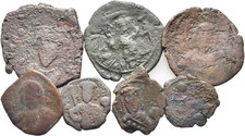 FITZ LOT OF 8 BYZANTINE BRONZE COINS CONSTANTINOPLE CHRIST ØMGG233