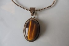 schöne, alte Kette mit Anhänger ,  925 Silber mit Tigerauge