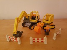(A7) Lego Duplo Großer Raupenbagger & kleiner Bagger Baustellen Set