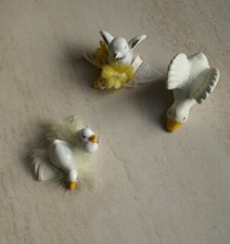 deko figuren weiß, 3 Stück Federvieh (Gans, Ente oder Schwan) 6-8 cm groß,