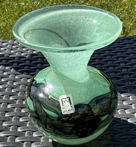 Mdina glass vase grün schwarz - glass,