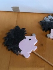 12 Blumenstecker Igel - Neu - Aus Holz und Metall Dekoration