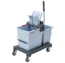 Vileda UltraSpeed Pro Doppelfahreimer Set 25 l Reinigungswagen Putzwagen Grau