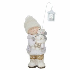 Figur Violias Junge mit Teddy und Led Laterne Magnesia Kind Deko