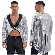 DE Freebily Herren Zirkus Kostüm Zirkusdirektor Uniform Pailletten Frack Jacke 