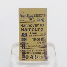 Fahrkarte Fahrschein EISENBAHN Ksl Ausflugskarte 14.10.70 Pappe Hamburg 