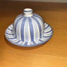 Hedwig Bollhagen Butterglocke Butterdose blau-weiß gestreift  Dekor 137