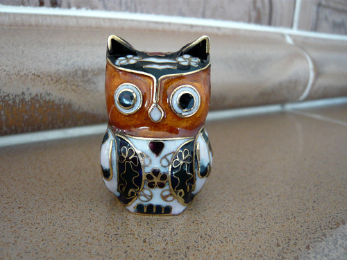 Cloisonne eule figur messing - figur,