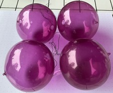 4 Glaskugeln Christbaumkugel lila durchsichtig mundgeblasen vintage alt