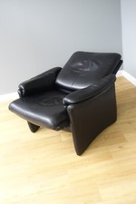 Designer Sessel Erpo City Leder schwarz Np € 2800