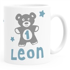 Kindertasse Kunststoff Teddybär 1-2 Geburtstag Baby personalisierte Namenstasse