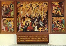 Alte Kunstpostkarte - Triptychon in der Felsenkirche von Daun-Oberstein