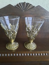 2 Weingläser Jugendstil Messingmontur  sehr ausgefallen und selten