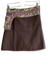 MOSHIKI Wolle Rock Wickelrock Verstelbar Mit Tasche Einheitsgröße #BP