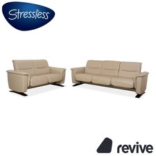 Stressless Panorama Garnitur Leder Dreisitzer + Zweisitzer Beige Sofa Couch