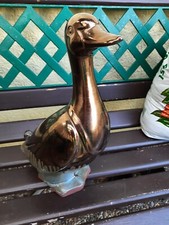 Keramik+ Gans+ Garten/Terasse+Höhe - 41 cmx26 cm+ +Grün/Braun+ 70 er Jahre +TOP 