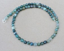 45 cm Facettiert Moosachat  Edelstein  Kette  ,Silber ,6 mm *  ( KIT - 10 )