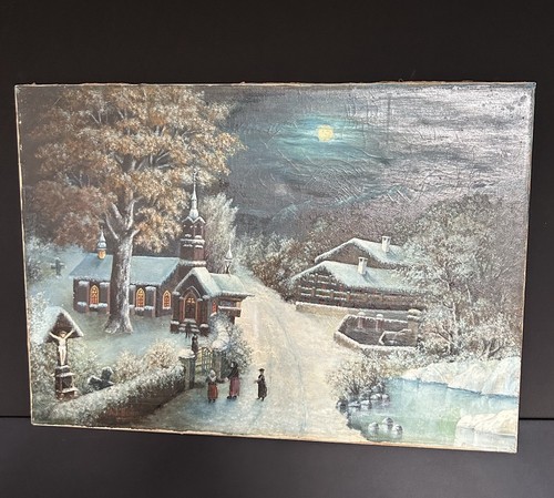 ölgemälde winterliches dorf - Ölgemälde,