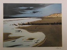 Otto Eglau orignal signiert Radierung Watt Düne Kampen Sylt Plakat 1978