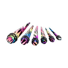 6er SET Dehnungsstab EXPANDER Taper Piercing Rainbow 3mm-10mm Dehnungsstäbe