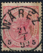 ÖSTERREICH 1890 5kr, WAREZ (Galizien) Kl:10P! Schön!