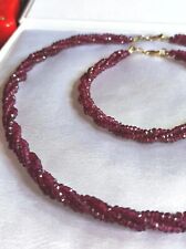 375 Gold Turmalin Rubellit Kette + Armband 3-Strang  facettiert Rosa 