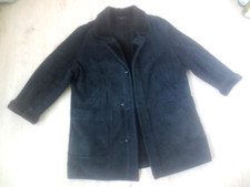 LAMMFELL - LEDERJACKE / MANTEL  * Gr. 52 * schwarz * VINTAGE *INCOGNITO C&A