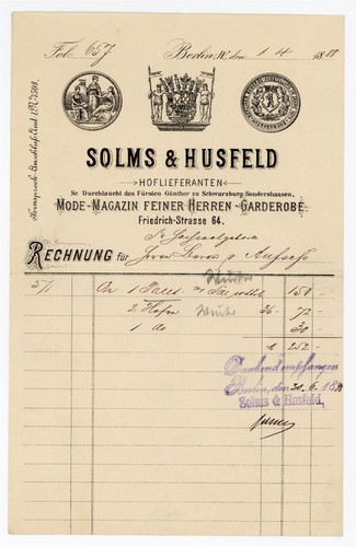 Rechnung solms husfeld - rechnung, &