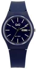 Q&Q by Citizen Uhr Silikon Armband Sport Wasserdicht Blau 10 Bar Tag Datum