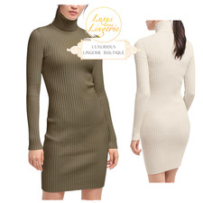 MERINO RIB DRESS by Wolford XS hunter green grün Hoch geschlossenes Kleid