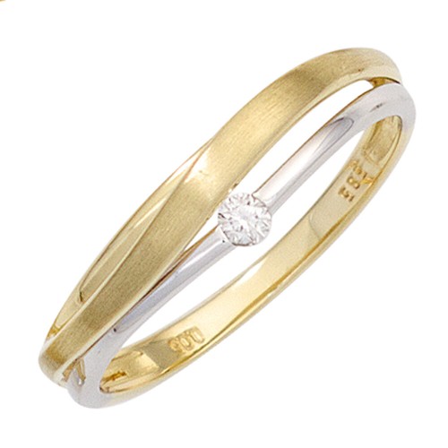585 gelbgold damenring bicolor - 585,