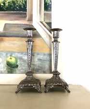 Antik Zinn ? 2 Leuchter Kerzenständer Kerzenhalter Jugendstil versilbert um 1900