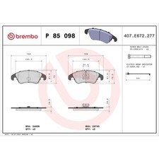 Bremsbelagsatz BREMBO P 85 098, Vorne