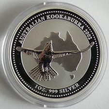 Australien 1 Dollar 2002 Kookaburra, 1 Oz Silber