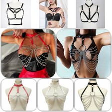 SeXy Leder Körper Ouvert Ketten BH Harness Fetisch Punk Goth Bondage BDSM Dessou