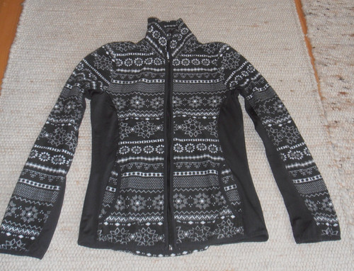 Jacke strick fleece grau weiß - jacke, strick-fleece