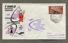 LuPo 284/168 Erstflug Barcelona - Frankfurt mit AK Stempel  (BA-10)