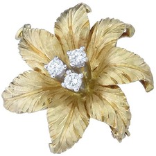 Brosche Blüte Brillanten 750er Gelbgold