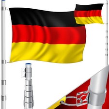 KESSER® Fahnenmast Alu Teleskop 6,3m Fahnenstange Deutschland Fahne Flaggen Mast