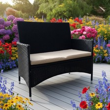 Rattanbank mit Sitzkissen