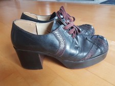 Original 70er Jahre Herren-Plateauschuhe Vintage Disco Schwarz Leder Rarität, 
