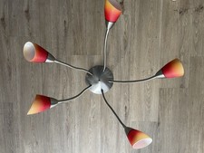 Deckenlampe vintage retro 70er ?Jahre, 5-armig, biegsam, Bipur Orange