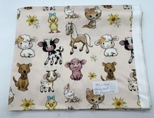 1,2 Reststück Bio Baumwollstoff Baumwolle Stoffrest Bauernhof Tiere Gelb Stoff 